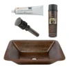 Premier Copper Products 19" Rectangle Under Counter Hammered Copper Bathroom Sink, Matching Drain and Accessories, Oil Rubbed Bronze, BSP5_LREC19DB-P