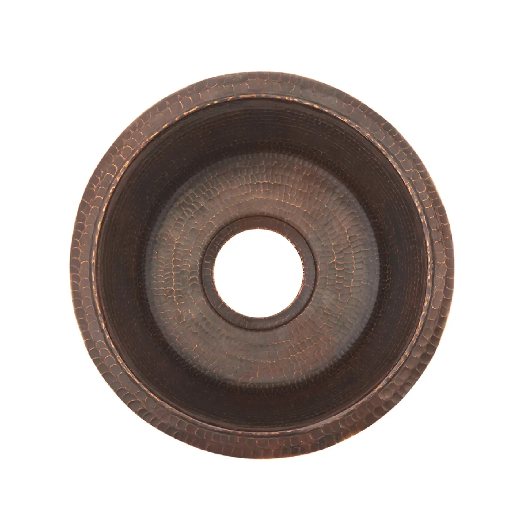 Premier Copper Products 14" Round Hammered Copper Prep Bar Sink w/ 3.5" Drain Opening, Matching Drain and Accessories, Oil Rubbed Bronze, BSP5_BR14DB3-D