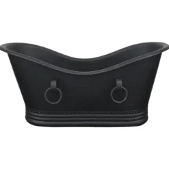 Premier Copper Products 67" Hammered Copper Freestanding Bathtub, Glazed Black, BTDR67BLK