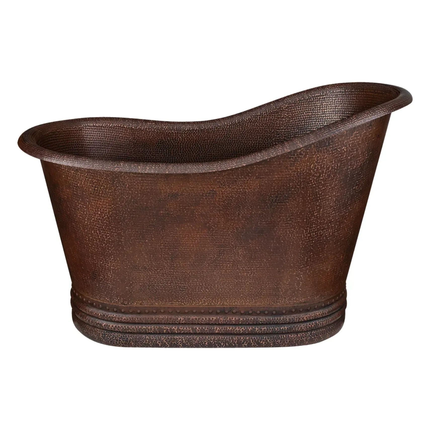 Premier Copper Products 52" Small Hammered Copper Single Slipper Bathtub and Drain Package, Oil Rubbed Bronze, BSP5_BTS52DB