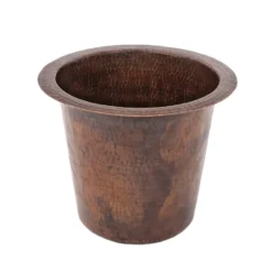 Premier Copper Products 12" Round Hammered Copper Champagne Bar/Prep Sink, Matching Drain and Accessories, Oil Rubbed Bronze, BSP5_BR12WDB-B
