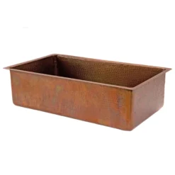 Premier Copper Products 33" Copper Kitchen Sink, Antique Copper, KSB33199
