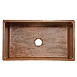 Premier Copper Products 33" Copper Kitchen Sink, Antique Copper, KSB33199