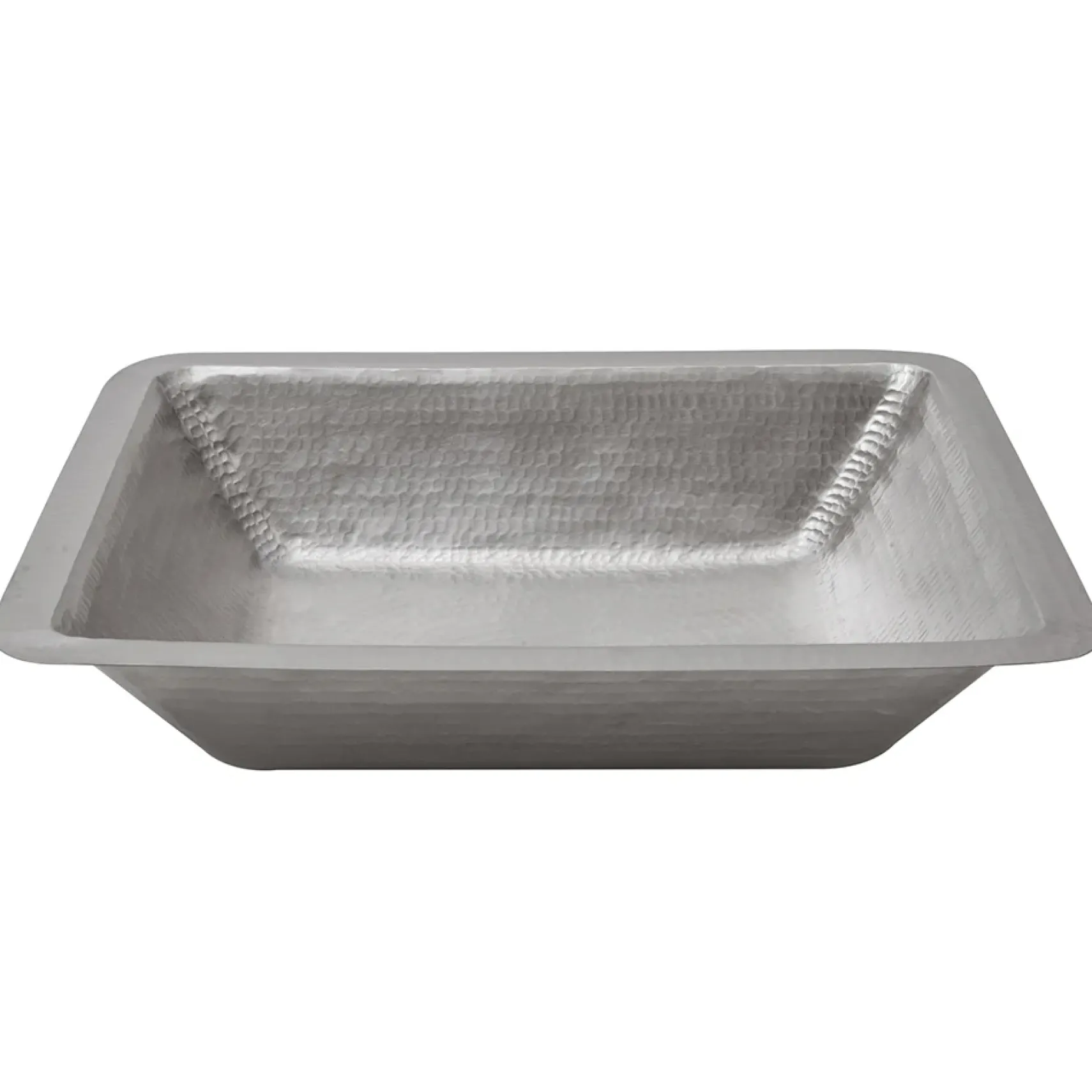 Premier Copper Products 19" Rectangle Under Counter Hammered Copper Bathroom Sink in Nickel, Matching Drain and Accessories, BSP5_LREC19EN-P