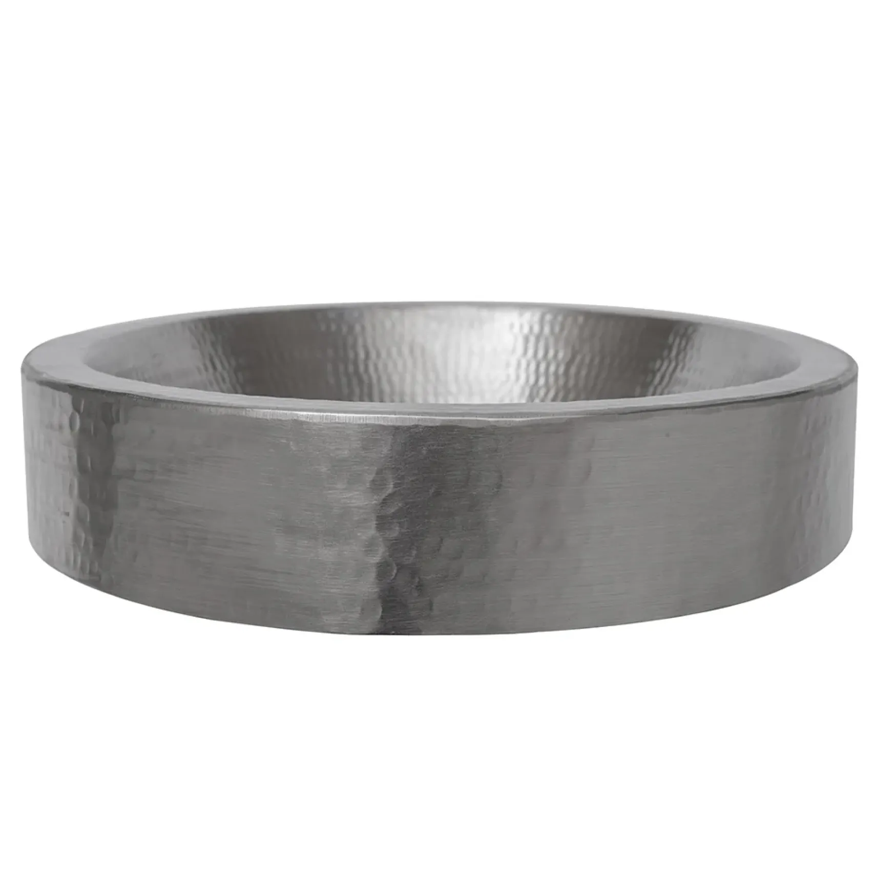 Premier Copper Products 17" Compact Oval Skirted Vessel Hammered Copper Bathroom Sink in Nickel, Matching Drain and Accessories, BSP5_VO17SKEN-P