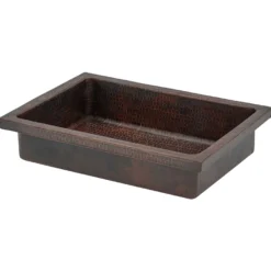 Premier Copper Products 20" x 14" Rectangle Vessel - Above Counter Copper Bathroom Sink, Oil Rubbed Bronze, 17 Gauge, VREC20SK1DB