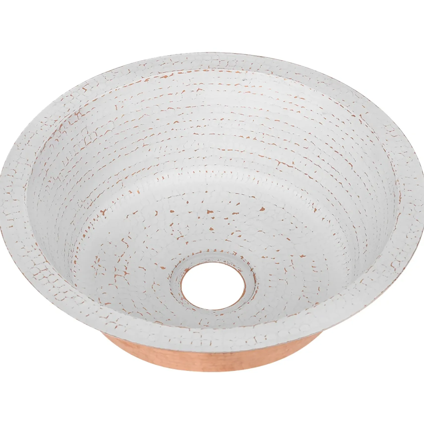 Premier Copper Products 14" Round Copper Bar/Prep Sink, Glazed White, 17 Gauge, BR14WHT2