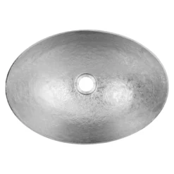 Premier Copper Products 17" x 12" Oval Vessel - Above Counter Terra Firma Copper Bathroom Sink, Nickel, 10 Gauge, TFVO17EN