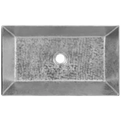 Premier Copper Products 20" x 12" Rectangle Vessel - Above Counter Terra Firma Copper Bathroom Sink, Nickel, 10 Gauge, TFVREC20EN