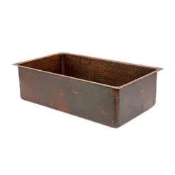 Premier Copper Products 30" Hammered Copper Kitchen Single Basin Sink with Matching Drain and Accessories, Oil Rubbed Bronze, KSP3_KSDB30199