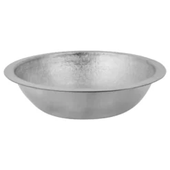 Premier Copper Products 16" Round Dual - Undermount or Drop In Terra Firma Copper Bathroom Sink, Nickel, 10 Gauge, TFLR16EN