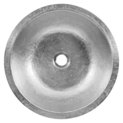 Premier Copper Products 16" Round Dual - Undermount or Drop In Terra Firma Copper Bathroom Sink, Nickel, 10 Gauge, TFLR16EN