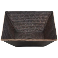 Premier Copper Products 17" Rectangle Copper Bathroom Sink, Oil Rubbed Bronze, PVMRECDB