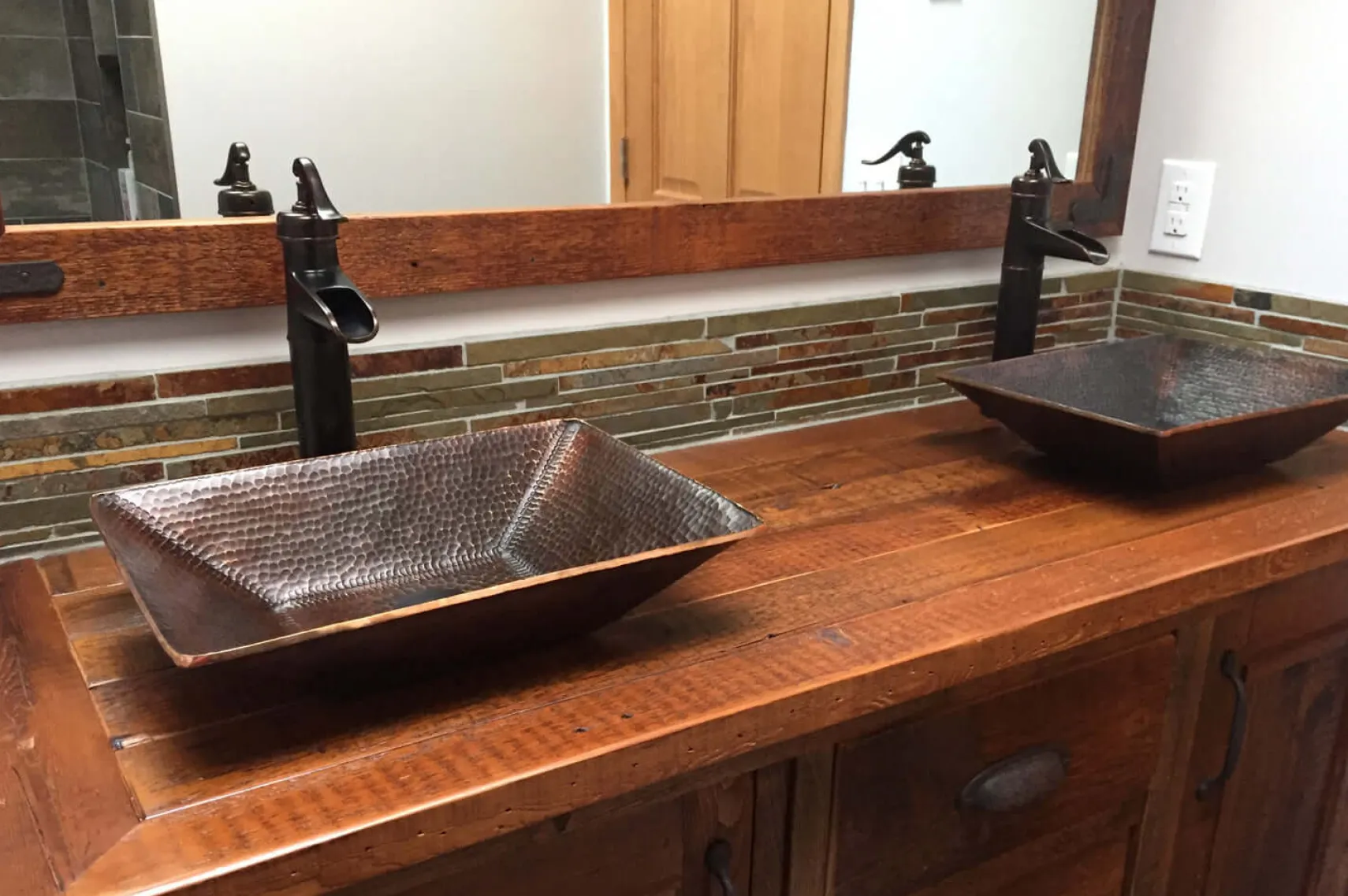 Premier Copper Products 17" Rectangle Copper Bathroom Sink, Oil Rubbed Bronze, PVMRECDB