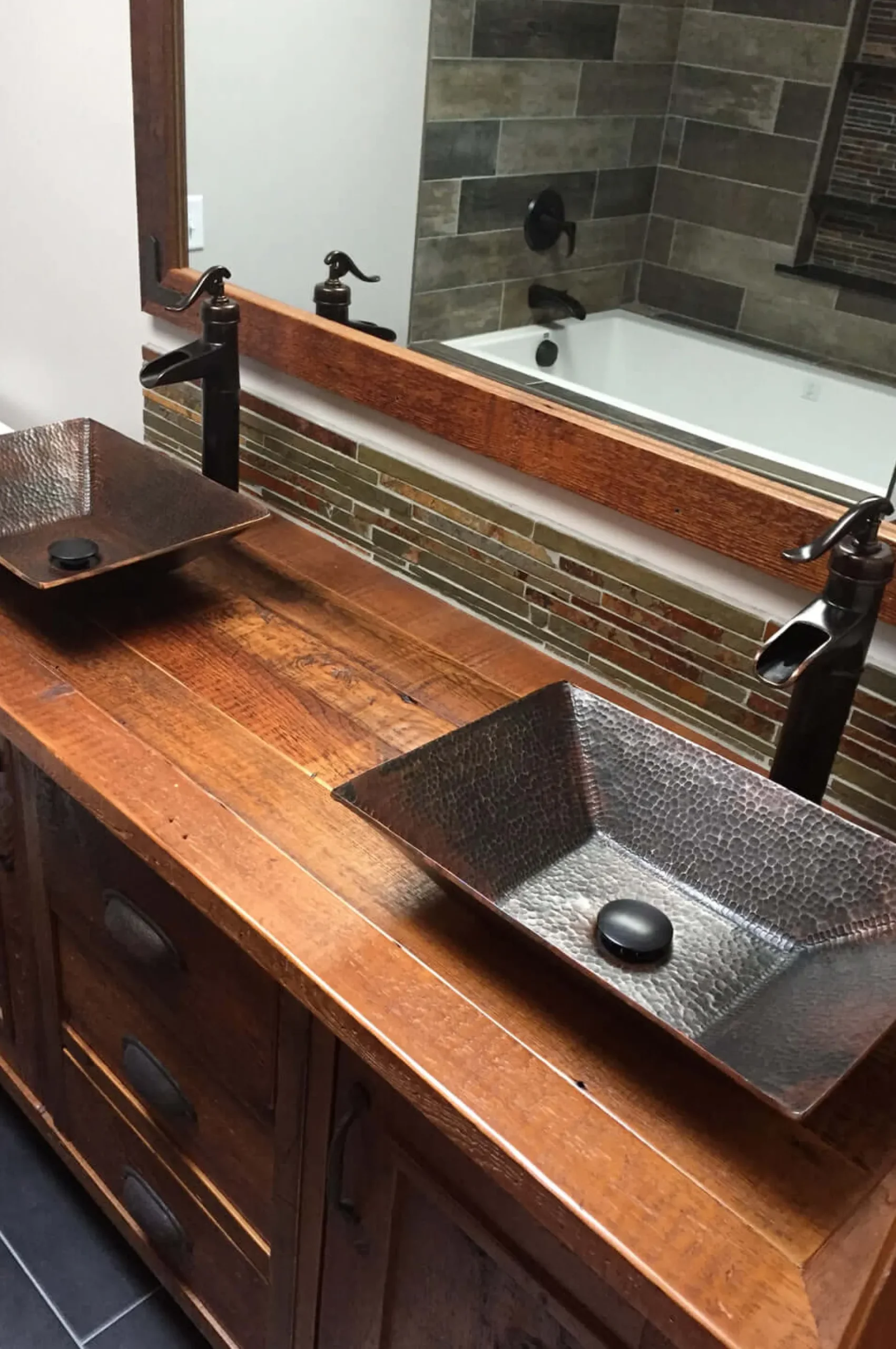 Premier Copper Products 17" Rectangle Copper Bathroom Sink, Oil Rubbed Bronze, PVMRECDB