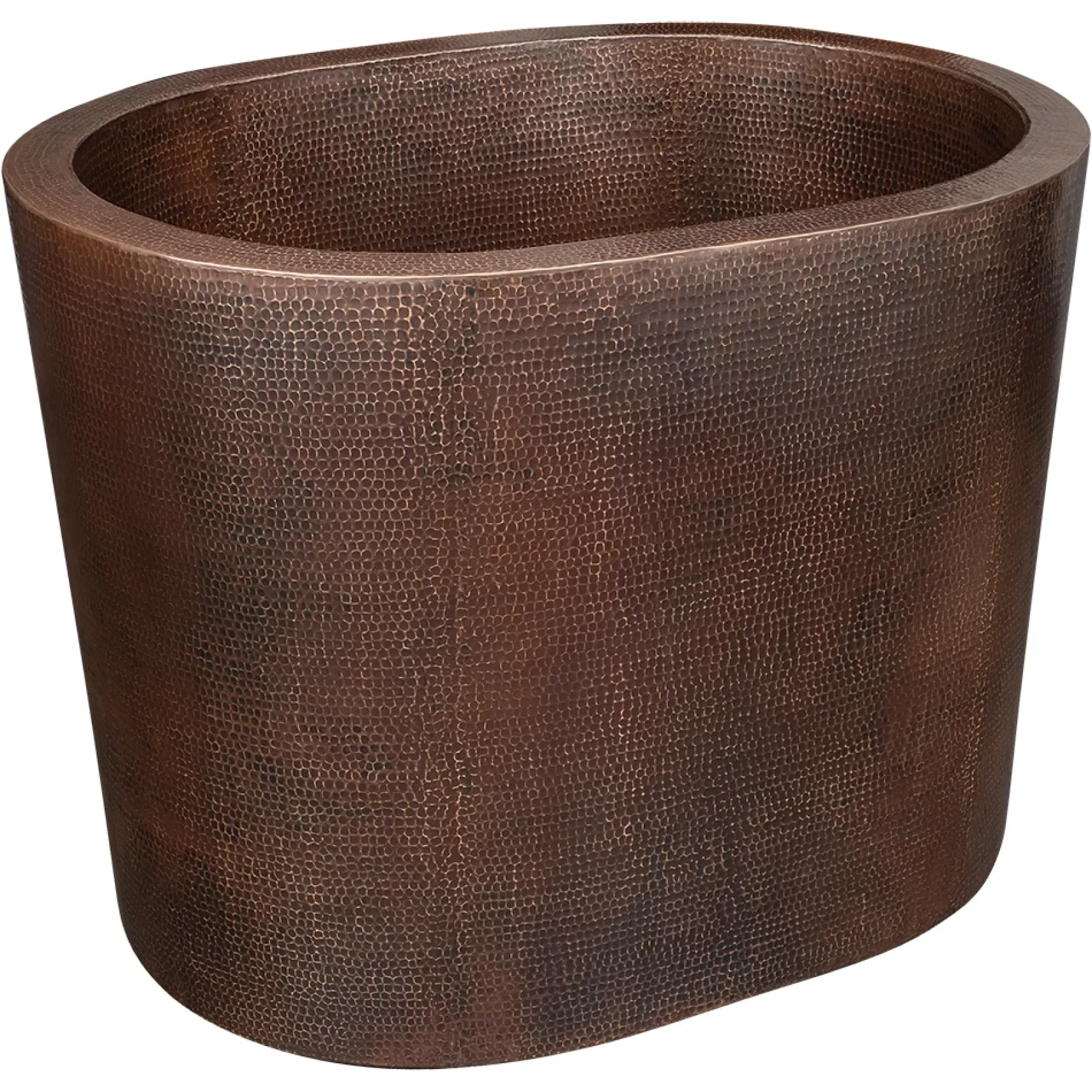 Premier Copper Products 48" Hammered Copper Freestanding Japanese Soaking Tub, Oil Rubbed Bronze, BTO48DB