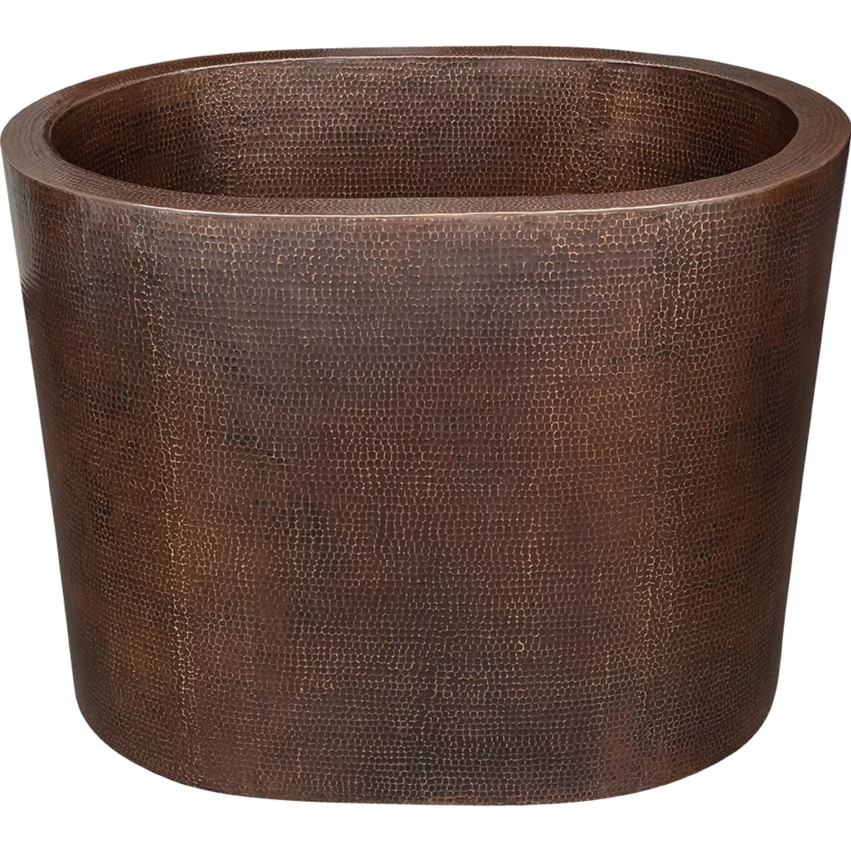 Premier Copper Products 48" Hammered Copper Freestanding Japanese Soaking Tub, Oil Rubbed Bronze, BTO48DB