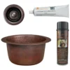 Premier Copper Products 10" Round Hammered Copper Bar Sink w/ 2" Drain Opening, Matching Drain and Accessories, Oil Rubbed Bronze, BSP5_BR10DB2-B