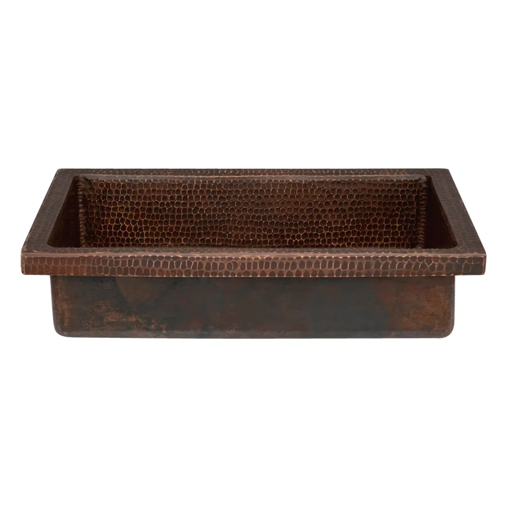 Premier Copper Products 20" Rectangle Skirted Vessel Hammered Copper Bathroom Sink, Matching Drain and Accessories, Oil Rubbed Bronze, BSP5_VREC20SK1DB-P