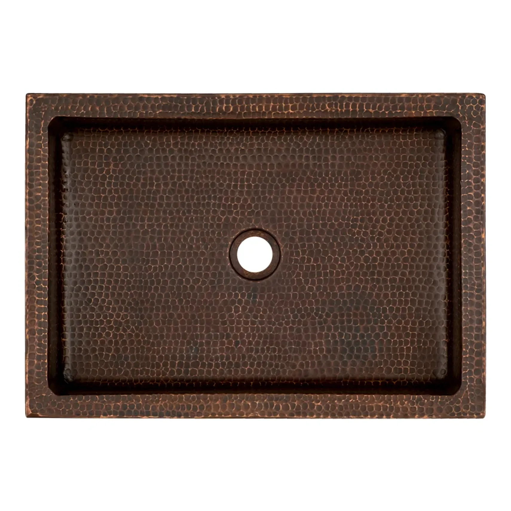 Premier Copper Products 20" Rectangle Skirted Vessel Hammered Copper Bathroom Sink, Matching Drain and Accessories, Oil Rubbed Bronze, BSP5_VREC20SK1DB-P