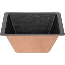 Premier Copper Products 15" Square Copper Bar/Prep Sink, Glazed Black, 16 Gauge, BS15BLK2