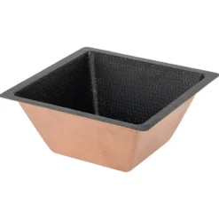 Premier Copper Products 15" Square Copper Bar/Prep Sink, Glazed Black, 16 Gauge, BS15BLK2