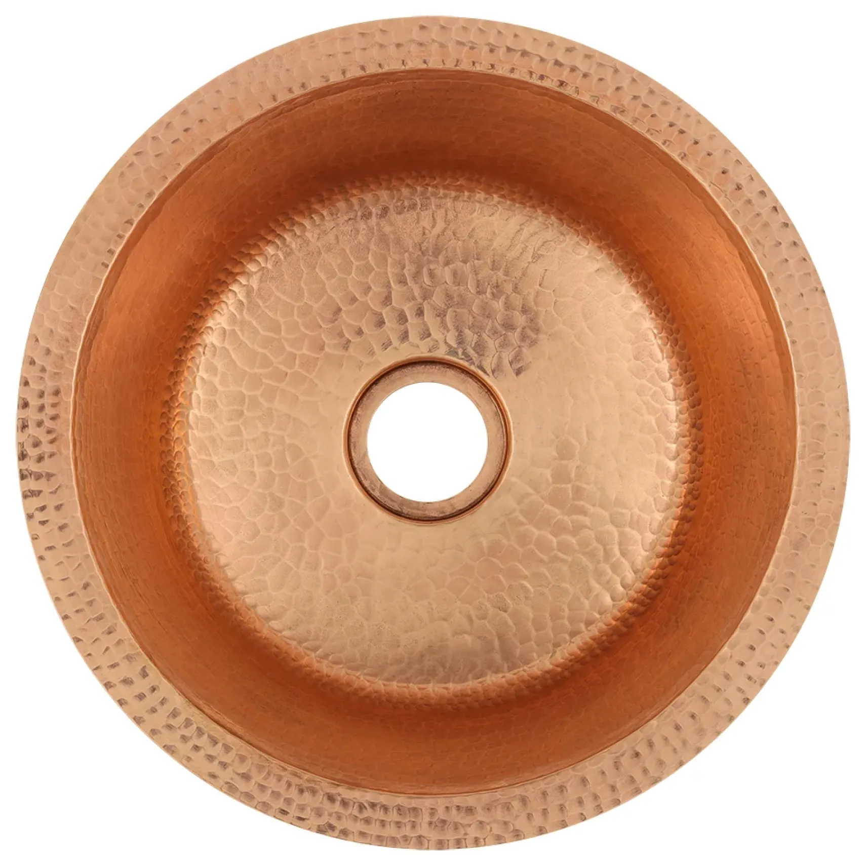 Premier Copper Products 14" Round Hammered Copper Bar Sink with 2" Drain Opening in Polished Copper, Matching Drain and Accessories, BSP5_BR14PC2-B