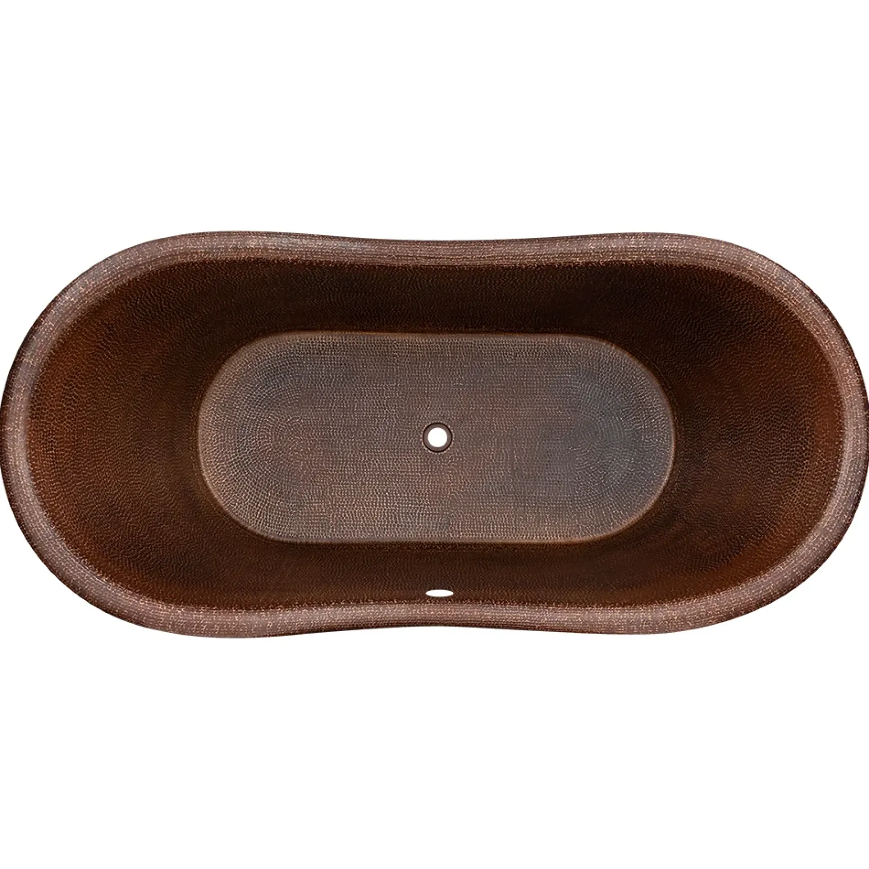 Premier Copper Products 67" Hammered Copper Double Slipper Bathtub with Rings and Overflow Holes and Drain Package, Oil Rubbed Bronze, BSP5_BTDR67DBOF