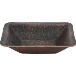 Premier Copper Products 17" Rectangle Copper Bathroom Sink, Oil Rubbed Bronze, PVREC17