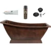 Premier Copper Products 67" Hammered Copper Canoa Single Slipper Bathtub and Drain Package, Oil Rubbed Bronze, BSP5_BTSC67DB