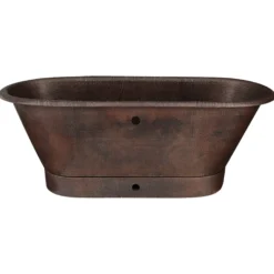 Premier Copper Products 72" Hammered Copper Freestanding Bathtub, Oil Rubbed Bronze, BTM72DBOF