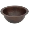 Premier Copper Products 12" Round Copper Bathroom Sink, Oil Rubbed Bronze, LR12FDB