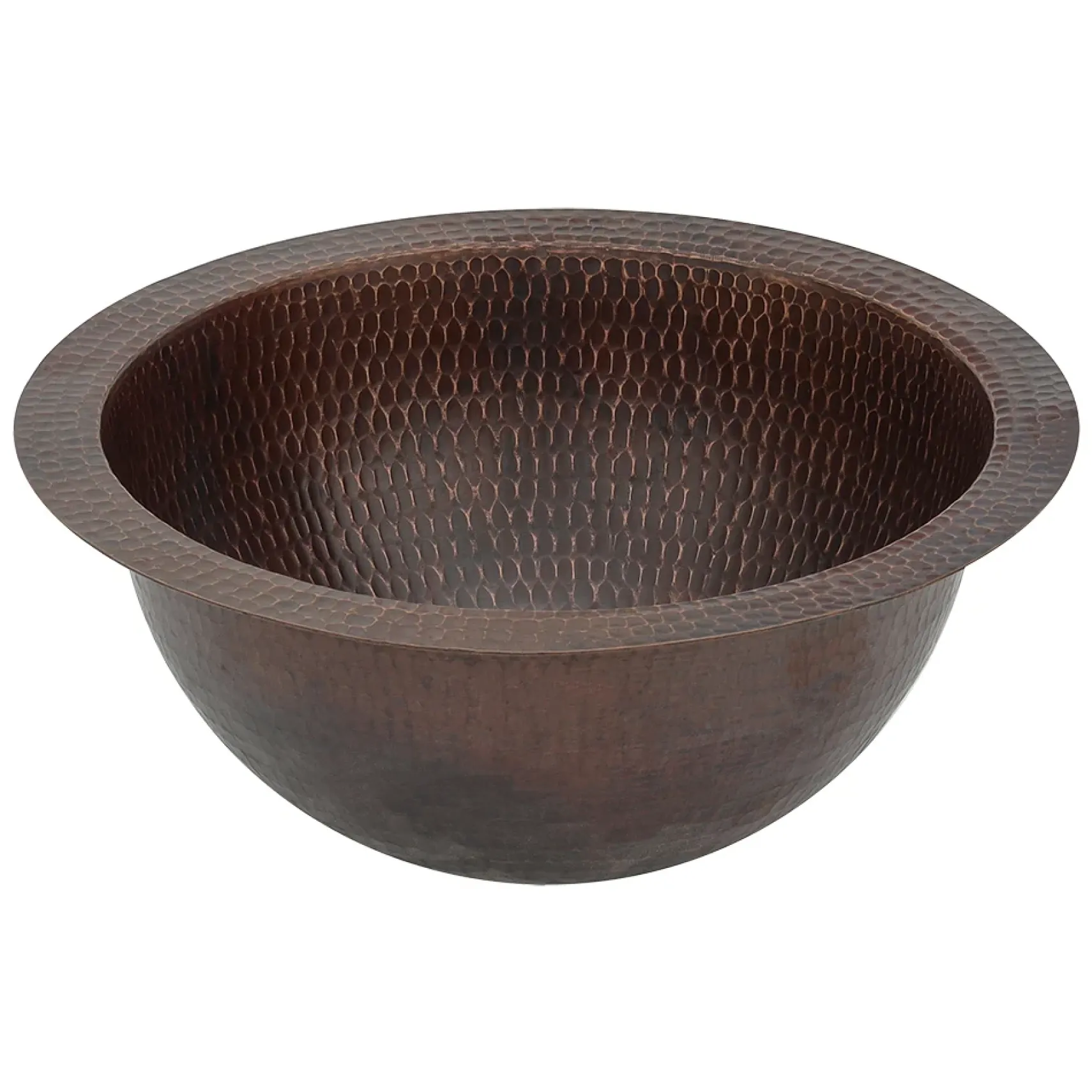 Premier Copper Products 12" Round Copper Bathroom Sink, Oil Rubbed Bronze, LR12FDB