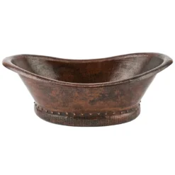 Premier Copper Products 20" Bath Tub Vessel Hammered Copper Bathroom Sink, Matching Drain and Accessories, Oil Rubbed Bronze, BSP5_VBT20DB-P