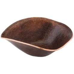 Premier Copper Products 17" Free Form Hand Forged Old World Copper Vessel Bathroom Sink, Matching Drain and Accessories, Oil Rubbed Bronze, BSP5_PVSHELL17-P