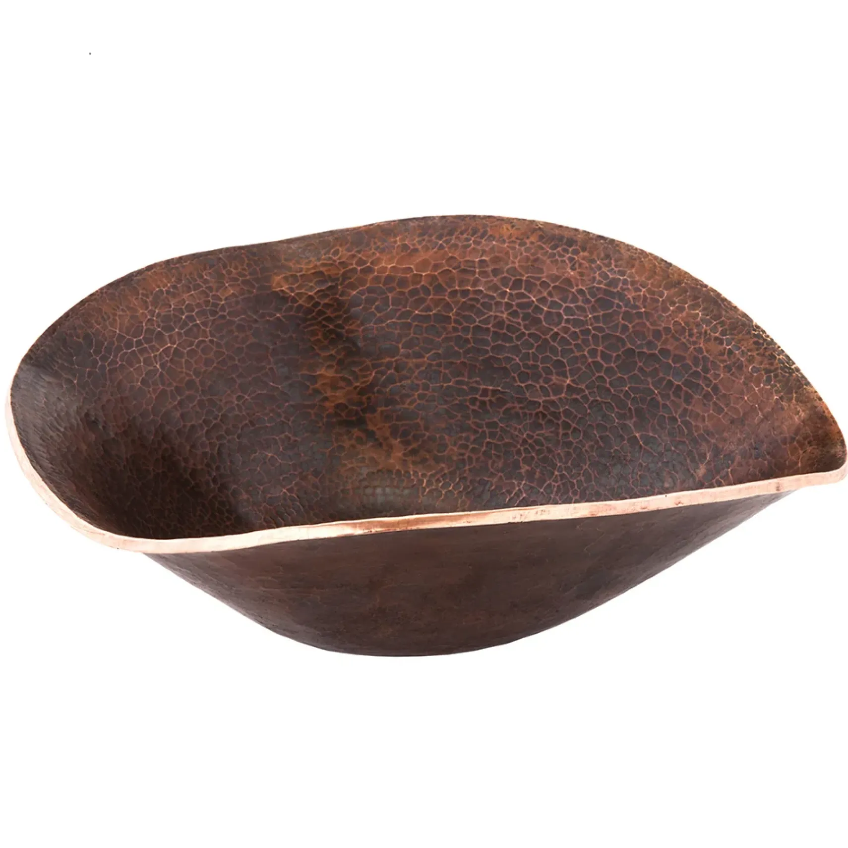 Premier Copper Products 17" Free Form Hand Forged Old World Copper Vessel Bathroom Sink, Matching Drain and Accessories, Oil Rubbed Bronze, BSP5_PVSHELL17-P