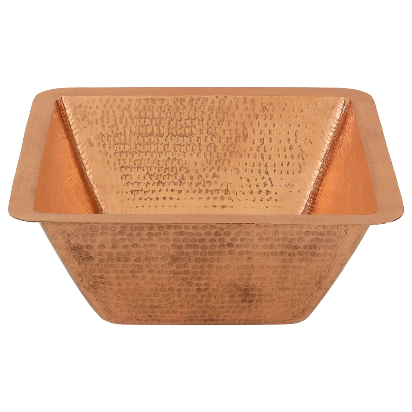 Premier Copper Products 15" Square Hammered Copper Bar/Prep Sink w/ 2" Drain Opening in Polished Copper, Matching Drain and Accessories, BSP5_BS15PC2-B