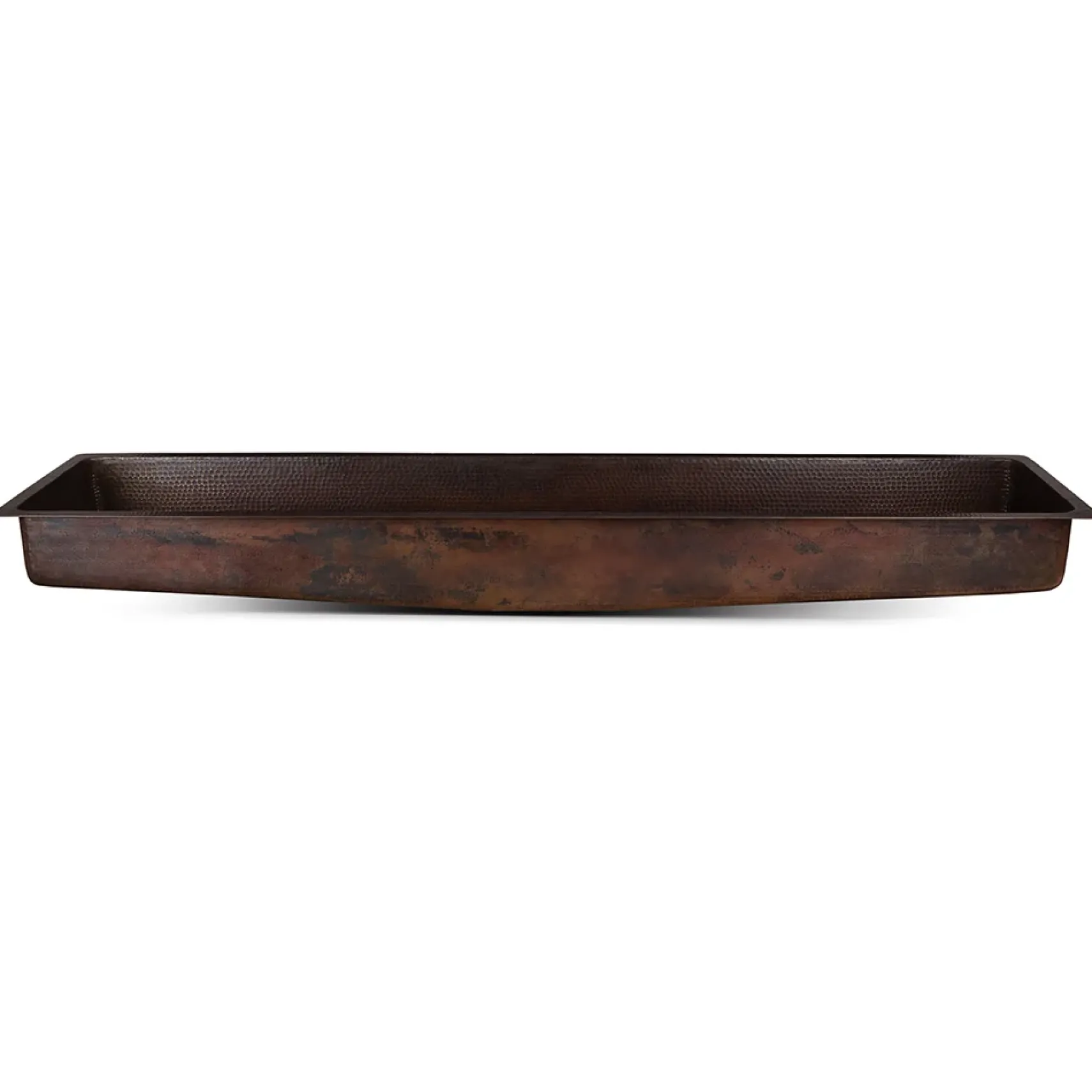 Premier Copper Products 60" Rectangle Under Counter Hammered Copper Bathroom Sink, Matching Drain and Accessories, Oil Rubbed Bronze, BSP5_LREC60DB-P