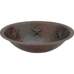 Premier Copper Products 19" Oval Copper Bathroom Sink, Oil Rubbed Bronze, LO19FSTDB