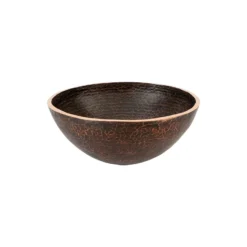 Premier Copper Products 13" Round Hand Forged Old World Copper Vessel Bathroom Sink, Matching Drain and Accessories, Oil Rubbed Bronze, BSP5_PV13RDB-P