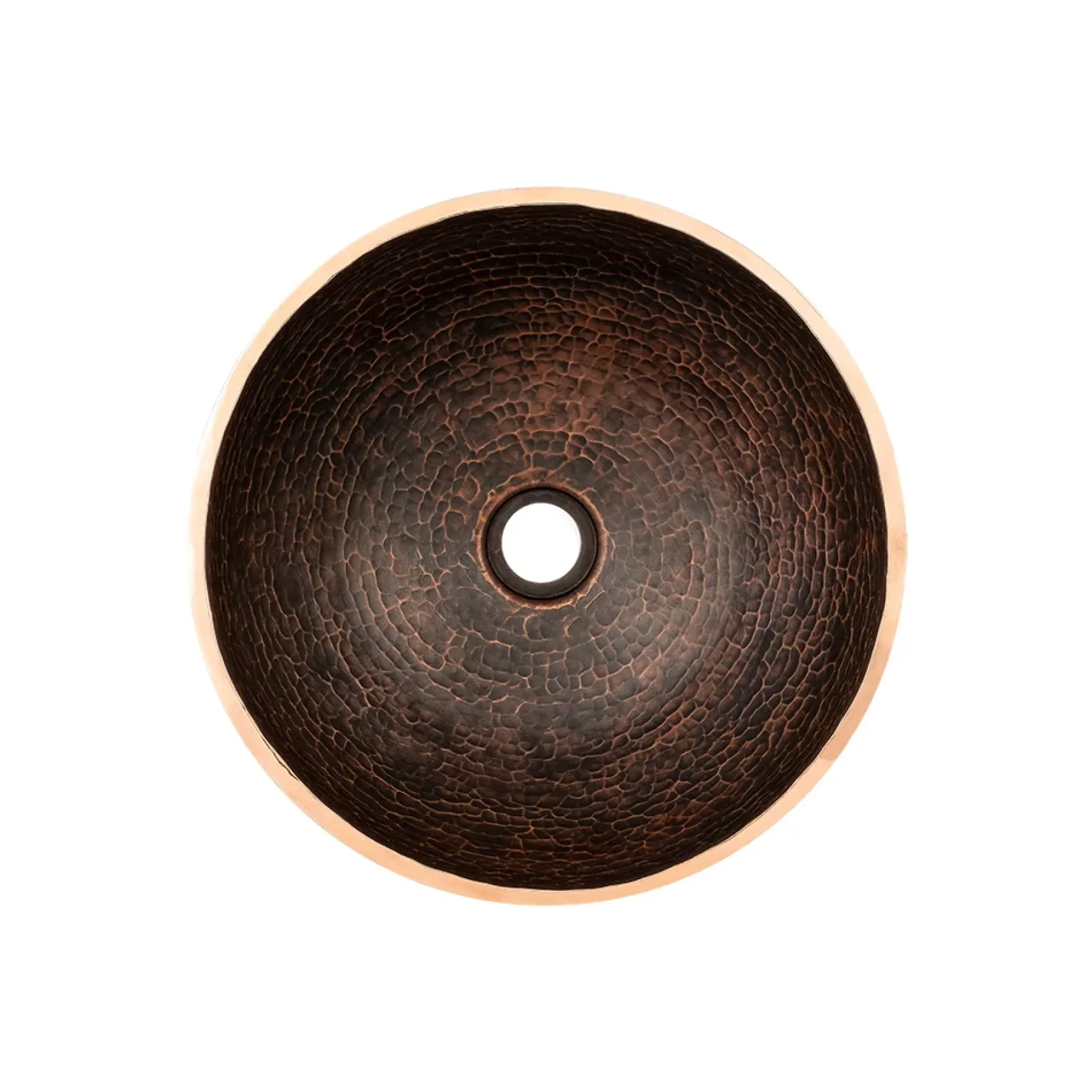 Premier Copper Products 13" Round Hand Forged Old World Copper Vessel Bathroom Sink, Matching Drain and Accessories, Oil Rubbed Bronze, BSP5_PV13RDB-P