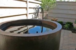 Premier Copper Products Japanese Style Soaker Hammered Copper Bathtub, BTR45DB