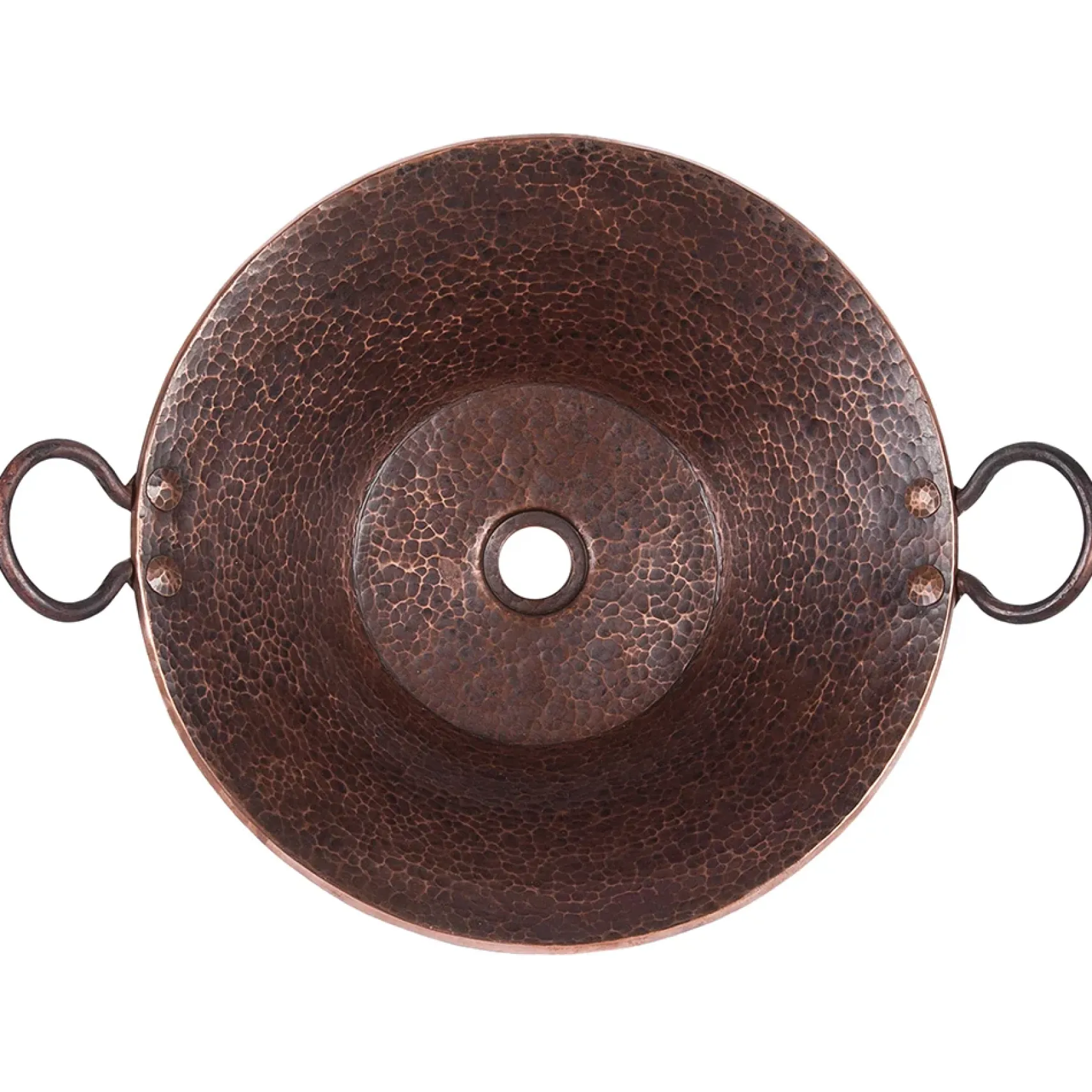 Premier Copper Products Round Hand Forged Old World Miners Pan Copper Vessel Bathroom Sink, Matching Drain and Accessories, Oil Rubbed Bronze, BSP5_PVMPDB-P