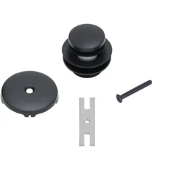 Premier Copper Products Tub Drain Trim and Single-Hole Overflow Cover for Bath Tubs - Matte Black, Brass, D-301BLK