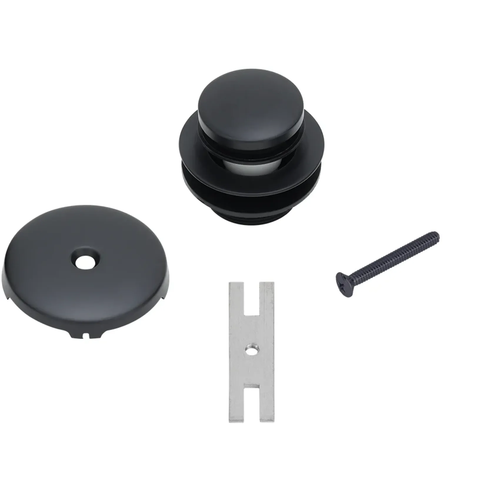 Premier Copper Products Tub Drain Trim and Single-Hole Overflow Cover for Bath Tubs - Matte Black, Brass, D-301BLK