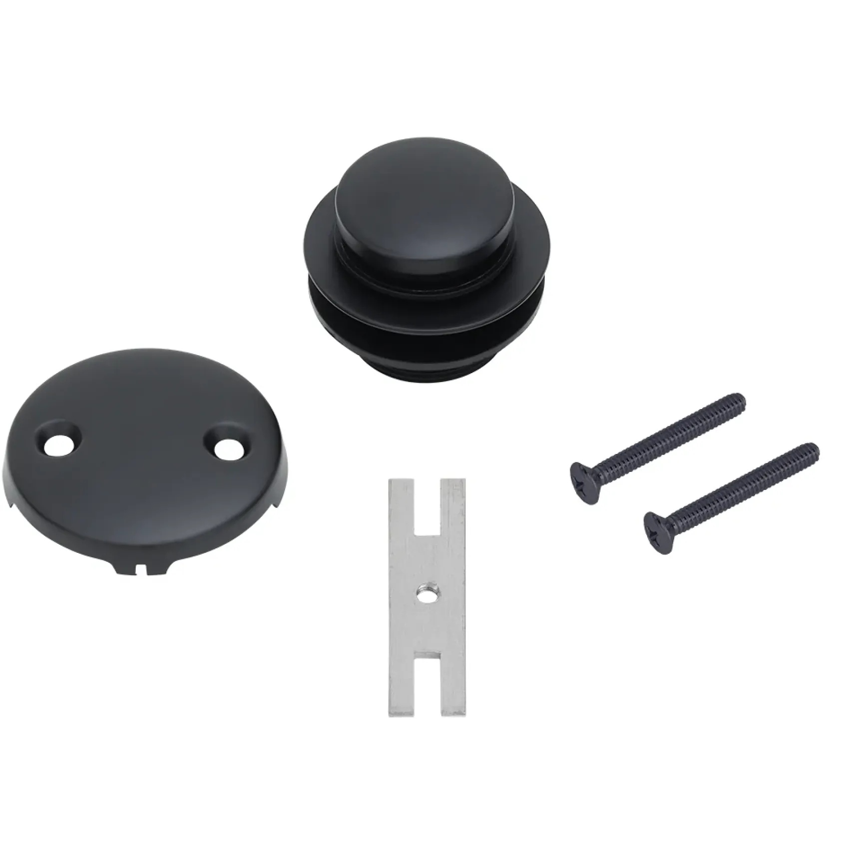 Premier Copper Products Tub Drain Trim and Two-Hole Overflow Cover for Bath Tubs - Matte Black, Brass, D-302BLK