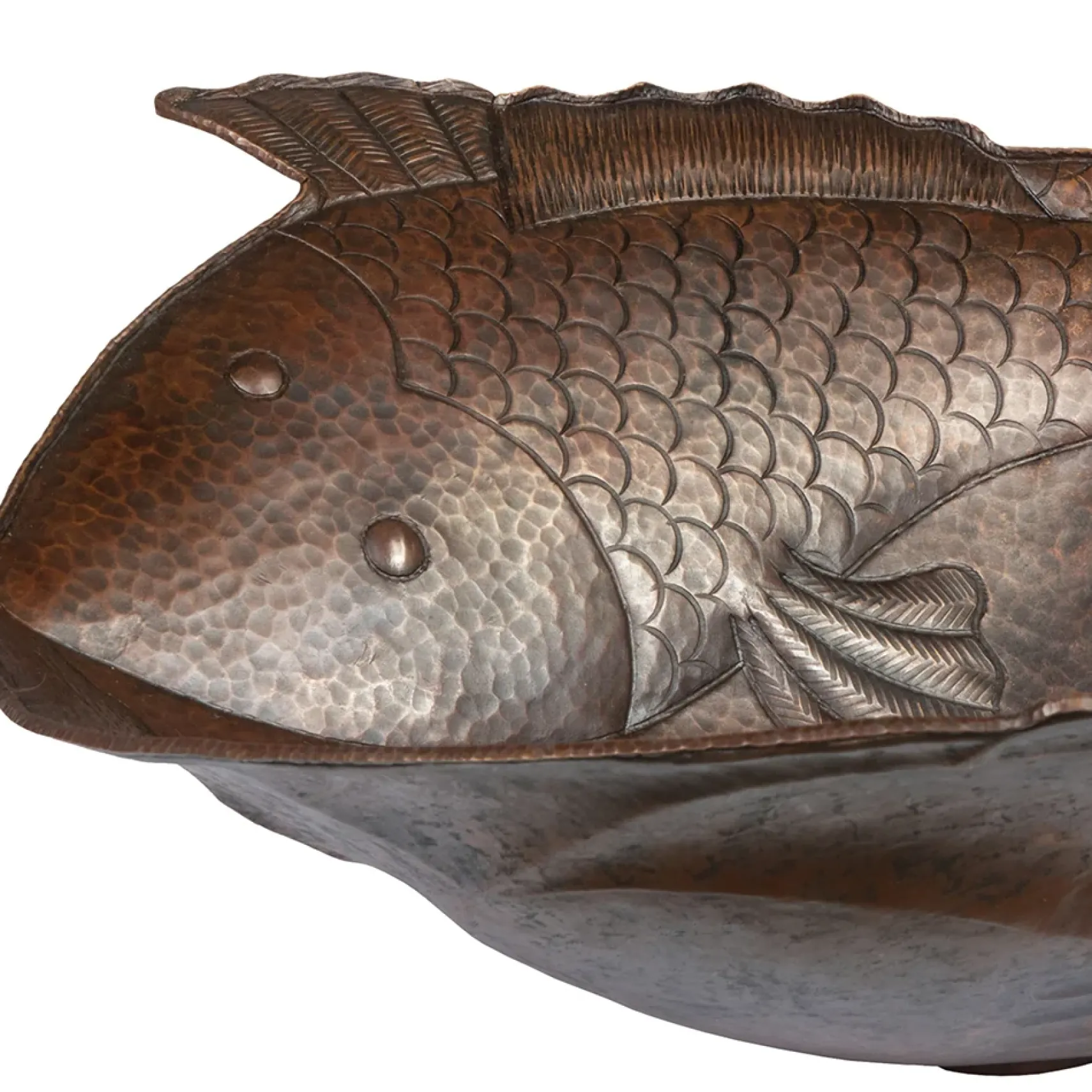 Premier Copper Products Two Fish Vessel Hammered Copper Bathroom Sink, Matching Drain and Accessories, Oil Rubbed Bronze, BSP5_PV2FHDB-P