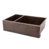 Premier Copper Products 33" Copper Farmhouse Sink, 25/75 Double Bowl, Oil Rubbed Bronze, KA25DB33229