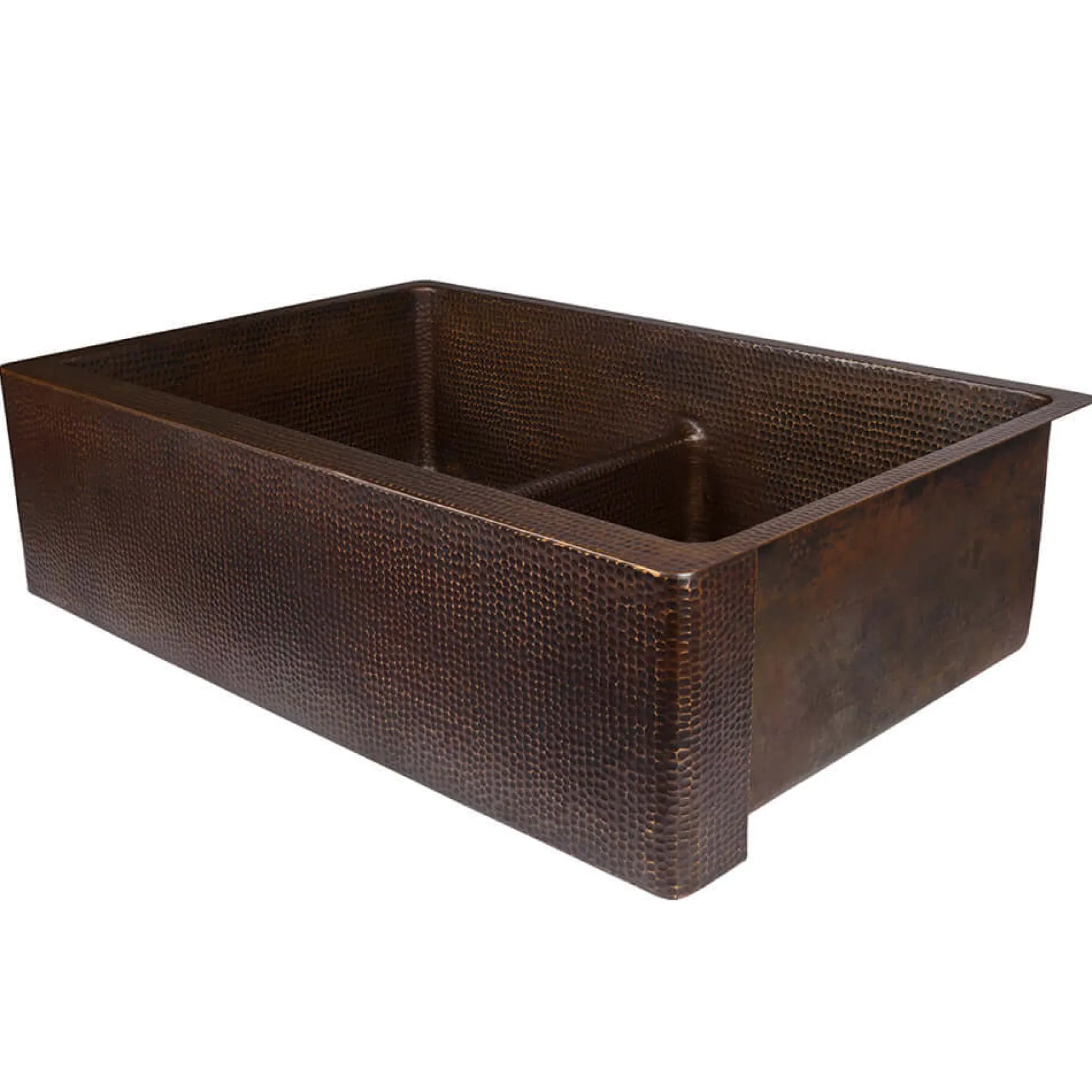 Premier Copper Products 33" Copper Farmhouse Sink, 50/50 Double Bowl, Oil Rubbed Bronze, KA50DB33229-SD5