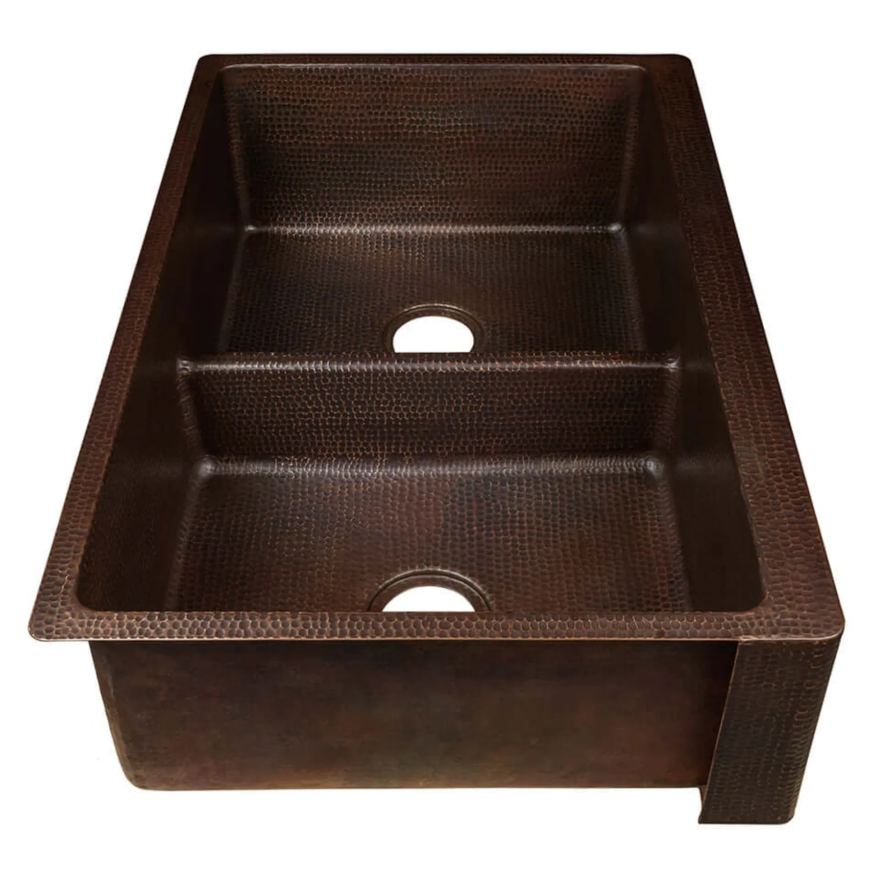 Premier Copper Products 33" Copper Farmhouse Sink, 50/50 Double Bowl, Oil Rubbed Bronze, KA50DB33229-SD5